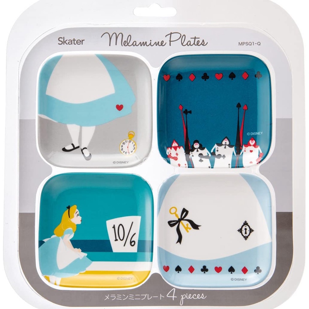 Skater Disney Alice in the Wonderland Small Dish, Melamine Mini Plate set of 4